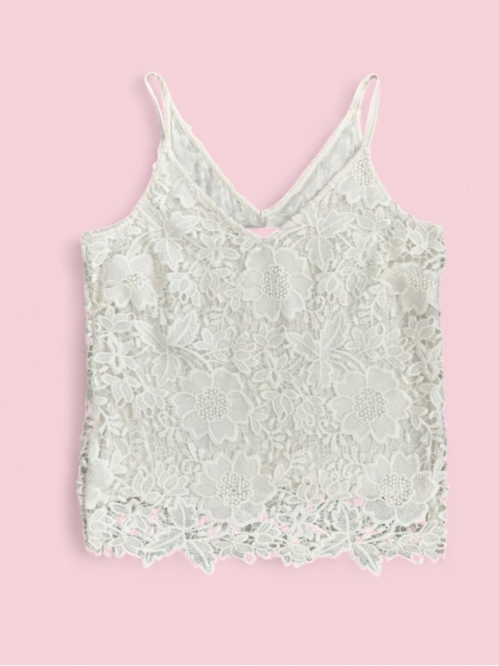 White House Black Market White Floral Lace Tank Top Medium